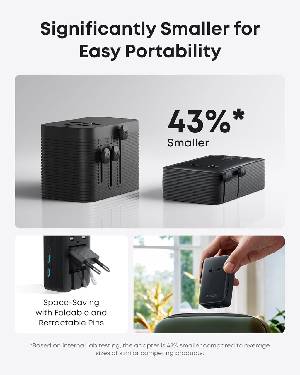 Bundle kit: Anker Laptop Power Bank (25K, 165W, Built-In and Retractable Cables) and Anker Nano Travel Adapter (5-in-1, 20W, 1-Pack)