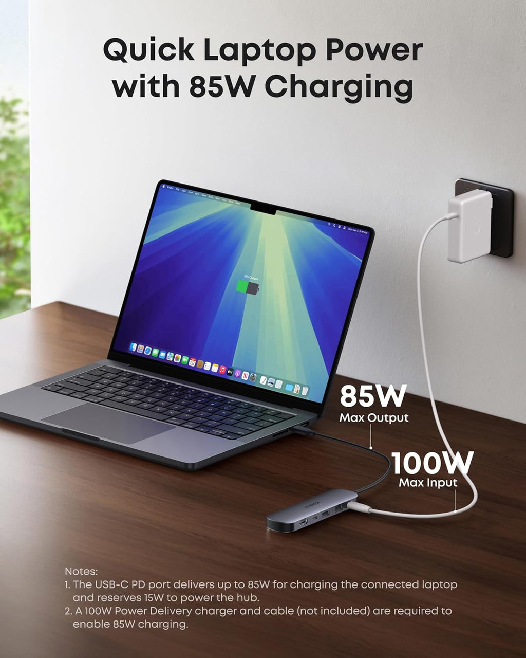 Anker USB-C Hub (7-in-1) and Anker Nano Charger (45W, Smart Display, 180° Foldable)