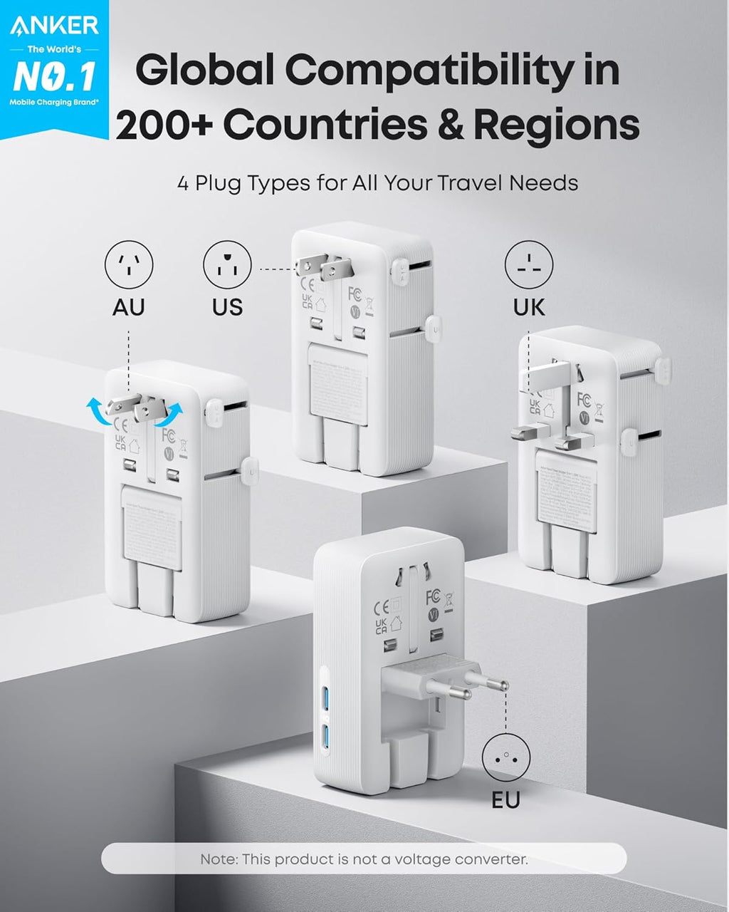 Bundle kit: Anker Laptop Power Bank (25K, 165W, Built-In and Retractable Cables) and Anker Nano Travel Adapter (5-in-1, 20W, 1-Pack)