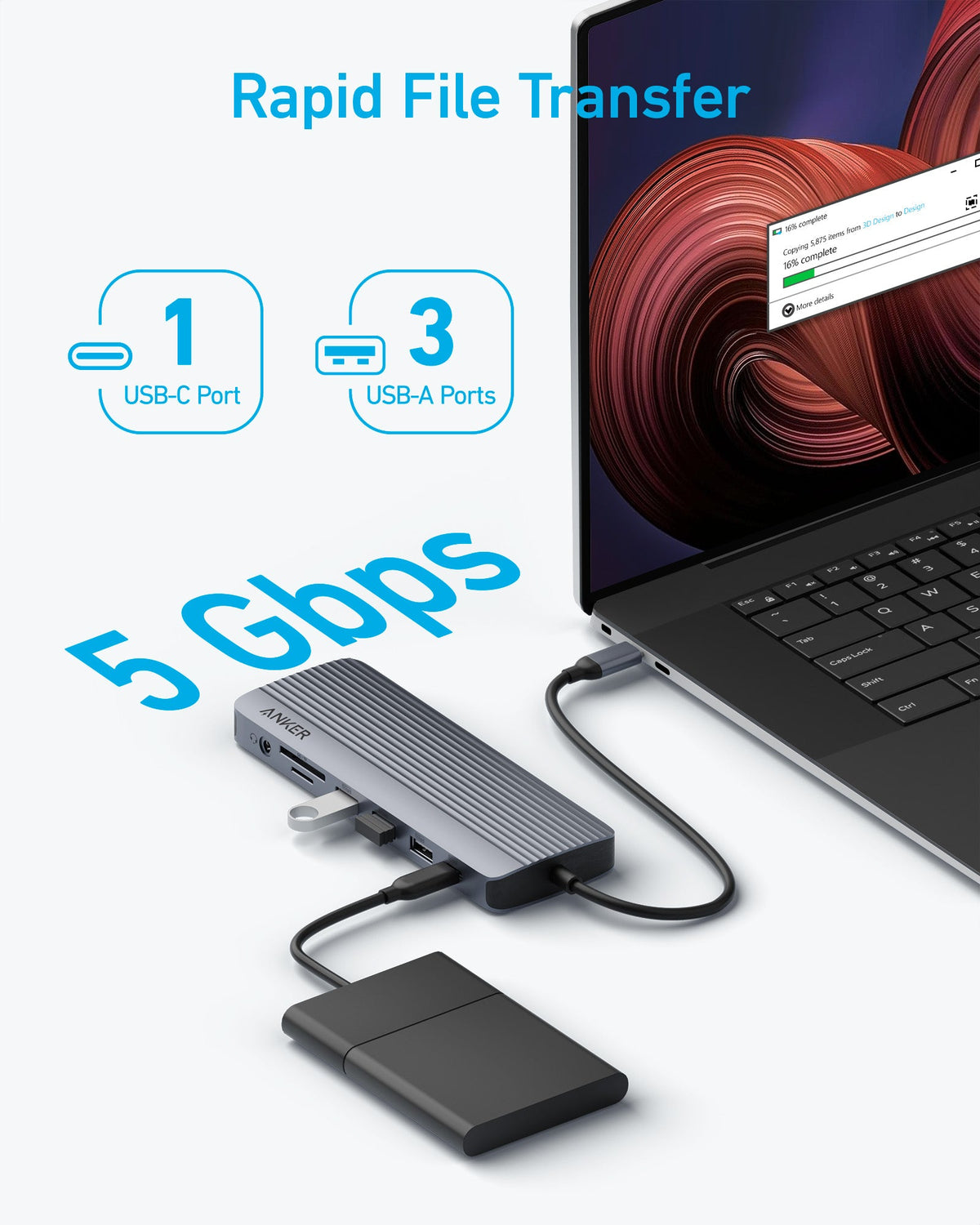 Refurbished Anker USB-C Hub (14-in-1, Triple Display)