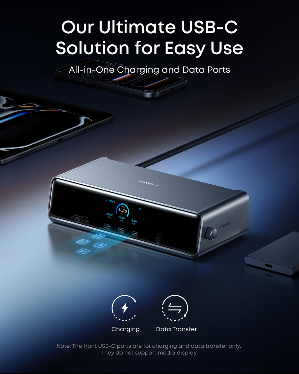 Anker Prime Docking Station (DL7400)  and USB-C to USB-C Cable (Thunderbolt 4 Compatible)