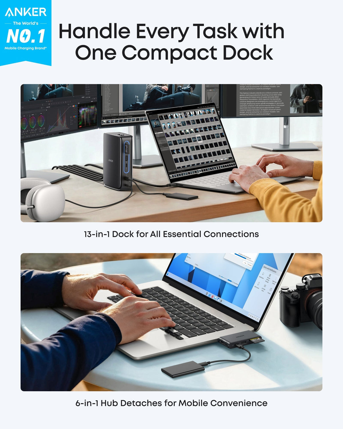 Anker Nano Docking Station, Anker Nano Charging Station, and Anker HDMI Cable