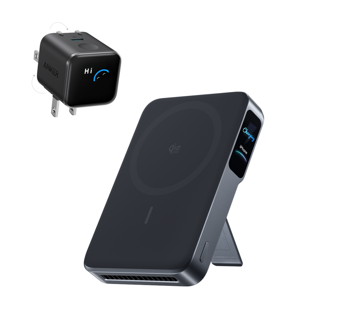 Bundle Kit: Anker MagGo 2 Pro and Anker Nano Charger (45W, Smart Display, 180° Foldable)
