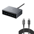Bundle kit:Anker Prime Charger (200W, 6 Ports, GaN) and USB-C to USB-C 100W Cable (10 ft)