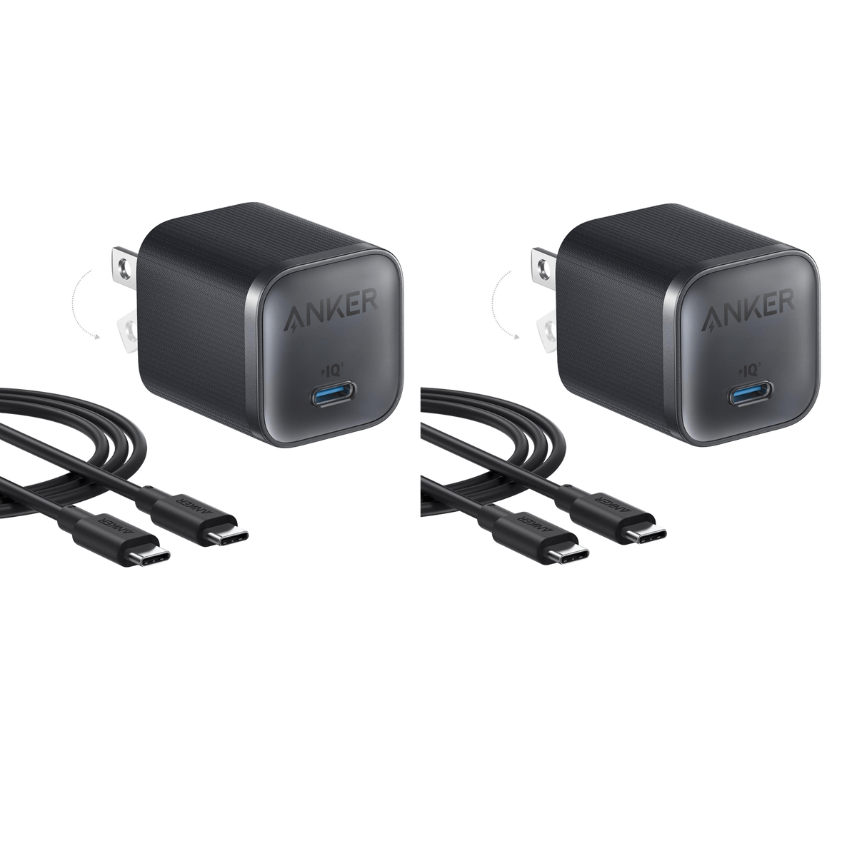 Bundle kit: Anker Nano Charger (45W) with USB-C to USB-C Cable 2-Pack