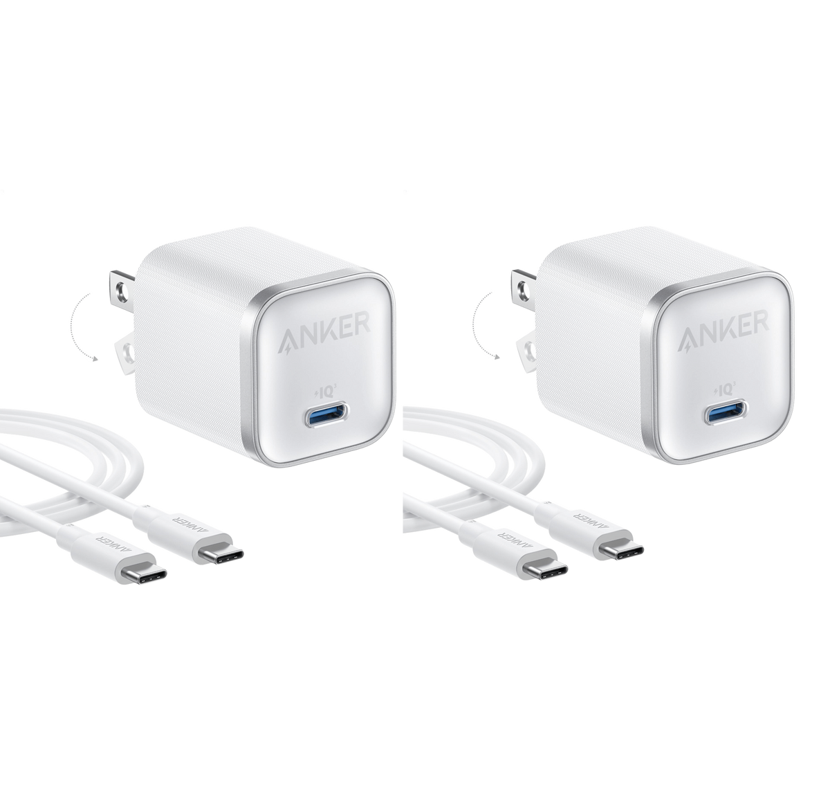 Bundle kit: Anker Nano Charger (45W) with USB-C to USB-C Cable 2-Pack