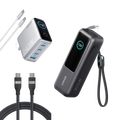 Anker Charger (140W, 4-Port, PD 3.1), Anker Laptop Power Bank, and Anker USB-C to USB-C Cable