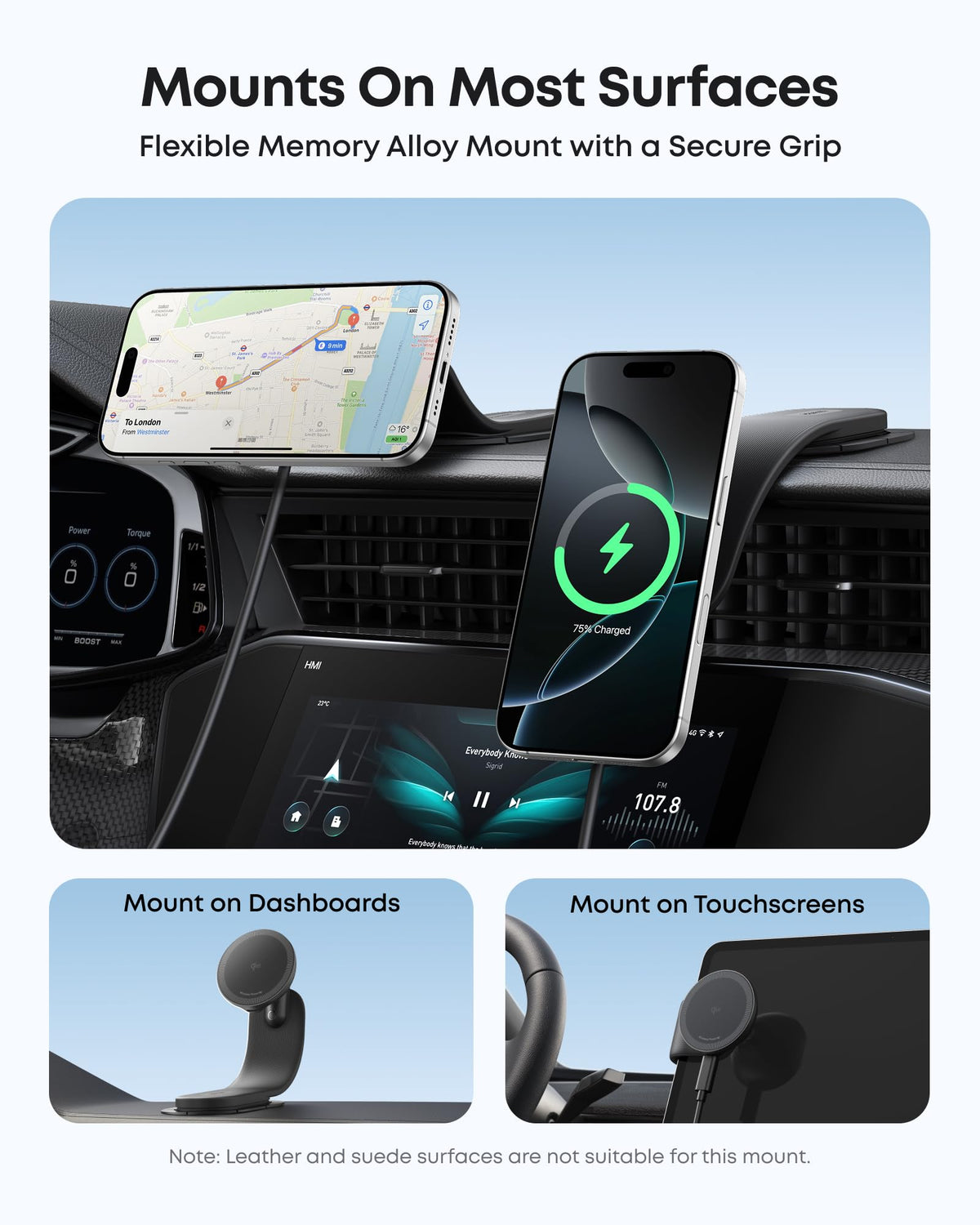 Anker Nano Wireless Car Charger (Magnetic, Detachable Pad) and Anker 140W 2-in-1 USB-C to USB-C Cable